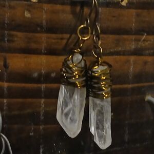 Gold Wire Wrapped Crystal Earrings